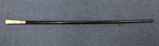 A late Victorian ebonised walking cane, 36in.